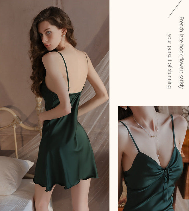 Aerin Ribbon Padded Comfy Nightdress (Green)